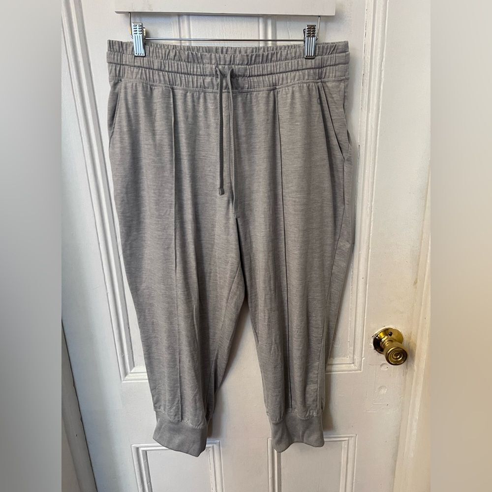 Gap Fit Brushed Jersey Ankle Crop Sweatpants Casual Flowy Spring L Gray
